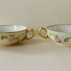 Vintage T&V Limoges France Double Handled Soup Bowls